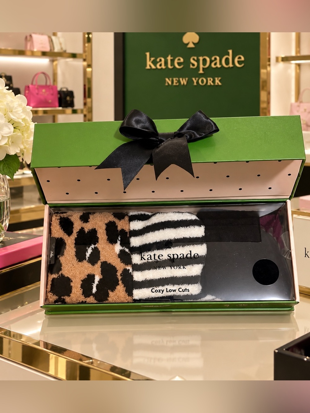 kate spade Low Cut Cozy Sock Trio - Black, White, Brown